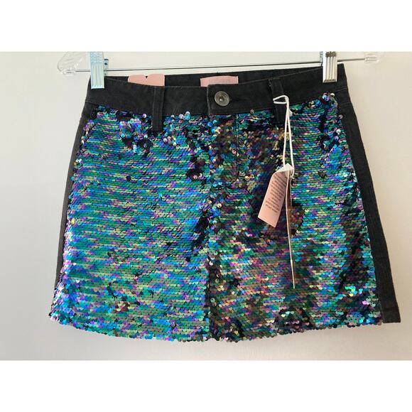 NWT Squeeze Brand Girls Sequin and Black Demin Skirt Size 10 - Picture 1 of 6